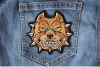Pit Bull Spike Collar Iron on Patch Pit Bull Spike Collar Iron on Patch