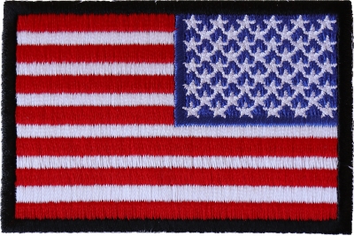USA AMERICAN FLAG EMBROIDERED PATCH IRON-ON SEW-ON WHITE BORDER (3½ x 2¼”)