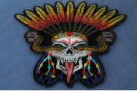 Wicked Snake Skull and Feathers Iron on Patch