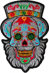 Bearded Sugar skull Small Iron on Patch