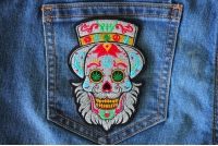 Bearded Sugar skull Small Iron on Patch Bearded Sugar skull Small Iron on Patch