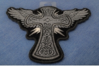 Cross with Wings Iron on Christian Patch