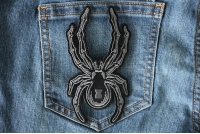 Black and Gray Up-crawling Spider Patch Iron on or Sew on Small Black and Gray Spider Patch Iron on sew on