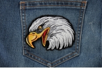 Eagle Head Facing Left Iron on Sew on Embroidered Patch Eagle Head Facing Left Iron on Patch