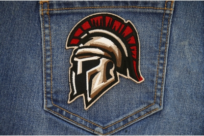 Molon Labe Spartan Helmet & USA Flag Embroidered Patch - Iron-On, Made In USA, Patriotic Military Style