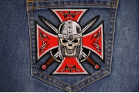 Red Maltese Cross Skull Knight Patch Red Maltese Cross Skull Knight Patch