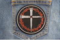 Nail Cross with Thorns Christian Patch