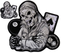 Set of 2 Small and Large Biker Skull Patches Set of 2 Small and Large Biker Skull Patches