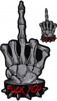 Fuck You Skeleton Middle Fingers Patch Set of Large and Small