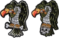 Vulture sitting on bone and skull Patch Set