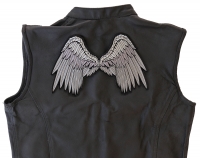 Large Beautiful Angel Wings Grey Patch | Embroidered Patches