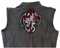 Dragon Skeleton Cross Patch Large | Embroidered Patches