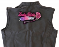 Lady Rider With Purple Rose Large Back Patch Horizontal | Embroidered Biker Patches