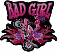 Bad Girl Wheeley Biker Large Patch | Embroidered Biker Patches