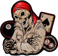 Biker Guy, 8 Ball, Ace Of Spades, Dices And Fun Large Back Patch | Embroidered Biker Patches