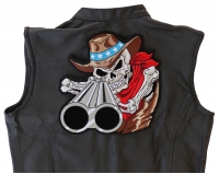 Shotgun Barrel Willy Skull Large Back Patch | Embroidered Patches