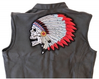 Screaming Skull With Head Dress Indian Large Patch | Embroidered Patches
