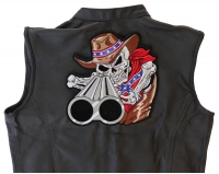 Rebel Cowboy Skull With Shotgun Barrels Large Back Patch