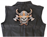 Viking Skull With Axes And Horn Helmet Patch