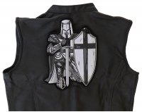 Crusader Kneeling Knight Black White Large Back Patch
