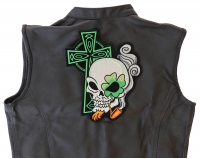 Irish Skull Cross Smoking Pipe Large Back Patch