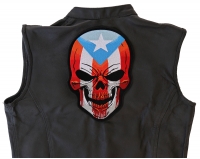 Puerto Rican Large Skull Back Patch With Puerto Rico Flag Colors
