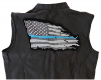 Thin Blue Line American Tattered Flag Large Back Patch