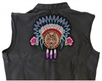 Native Head Dress Roses and Wolf Ladies Back Patch