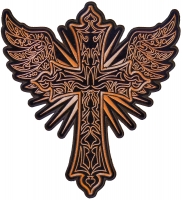 Christian Cross with Wings Large Back Patch