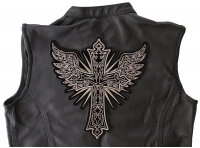 Christian Cross with Wings Large Back Patch
