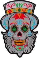 Sugar Skull with Beard Large Back Patch