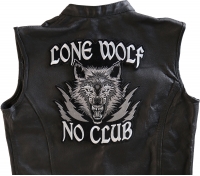 Lone Wolf No Club Large Biker Back Patch
