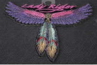 Lady Rider Wings And Feather Small Tribal Patch | Embroidered