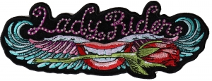 Lips and Rose Lady Rider Large Crystal Patch