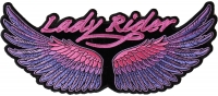 Lady Rider Wings Purple Large Back Patch | Embroidered Biker Patches