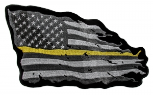 Thin Yellow Line American Tattered Flag Large Back Patch