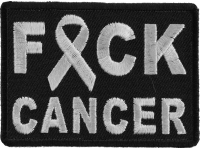 FCK Cancer White Ribbon Patch | Embroidered Patches