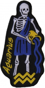 Aquarius Skull Zodiac Sign Patch Aquarius Skull Zodiac Sign Patch