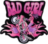 Bad Girl Wheeley Biker Small Patch | Embroidered Biker Patches