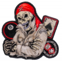 Biker Dude Ace Of Spades, 8 Ball, Dice And Fun Small Patch | Skull Patches