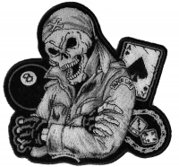Biker Dude Skull Small Patch In Gray