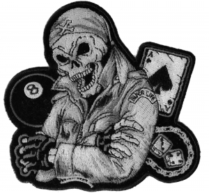 Biker Dude Skull Small Patch In Gray