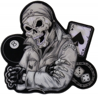 Biker Guy Skull Large Back Patch In Gray