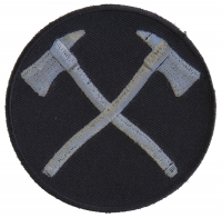 Crossed Firefighter Axes In Silver Patch | Embroidered Patches Crossed Firefighter Axes In Silver Patch | Embroidered Patches