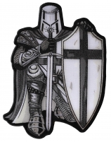 Crusader Kneeling Knight Black White Large Back Patch
