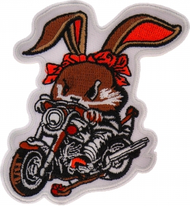 Cute Mean Rabbit on Motorcycle Patch