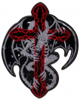 Dragon Skeleton Cross Patch Large | Embroidered Patches