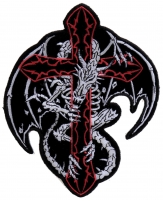 Dragon Skeleton Cross Patch Small | Embroidered Patches