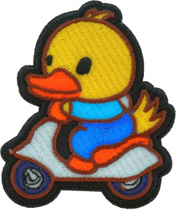 Duck on Board Bike Iron on Patch Duck on Board Bike Iron on Patch