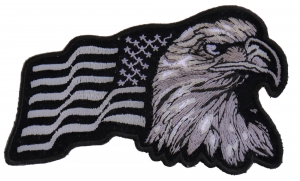 Silver Eagle US Flag Facing Right Patch | Embroidered Patches